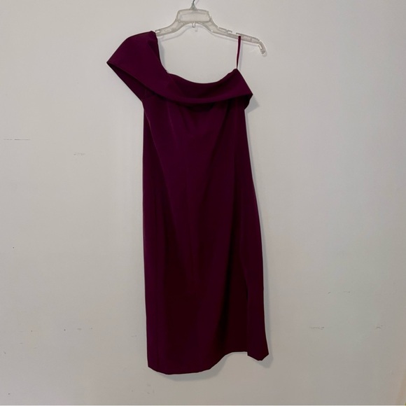 Eliza J Off The Shoulder Scuba Crepe Plum Cocktail Dress Size 10 - Picture 3 of 11